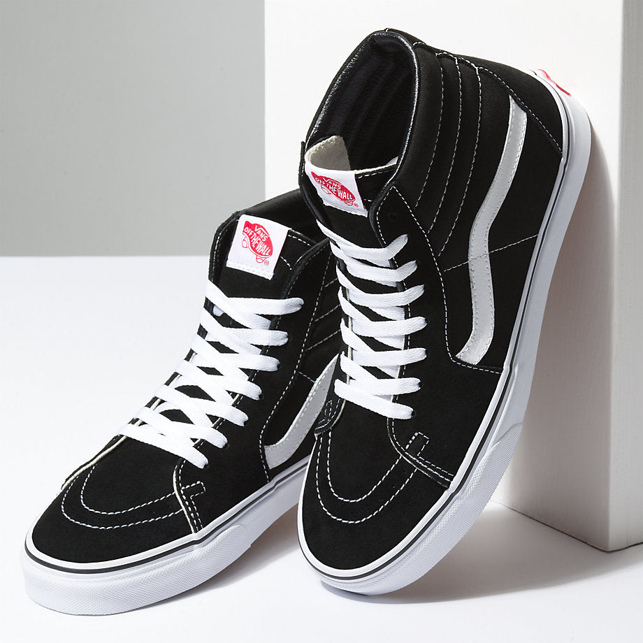 Vans sk8 hi black white suede mens trainers Clearance