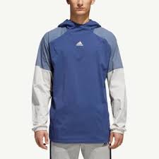 Adidas Men's Athletics Squad Color Blocked Pullover Hoodie Noble Indigo